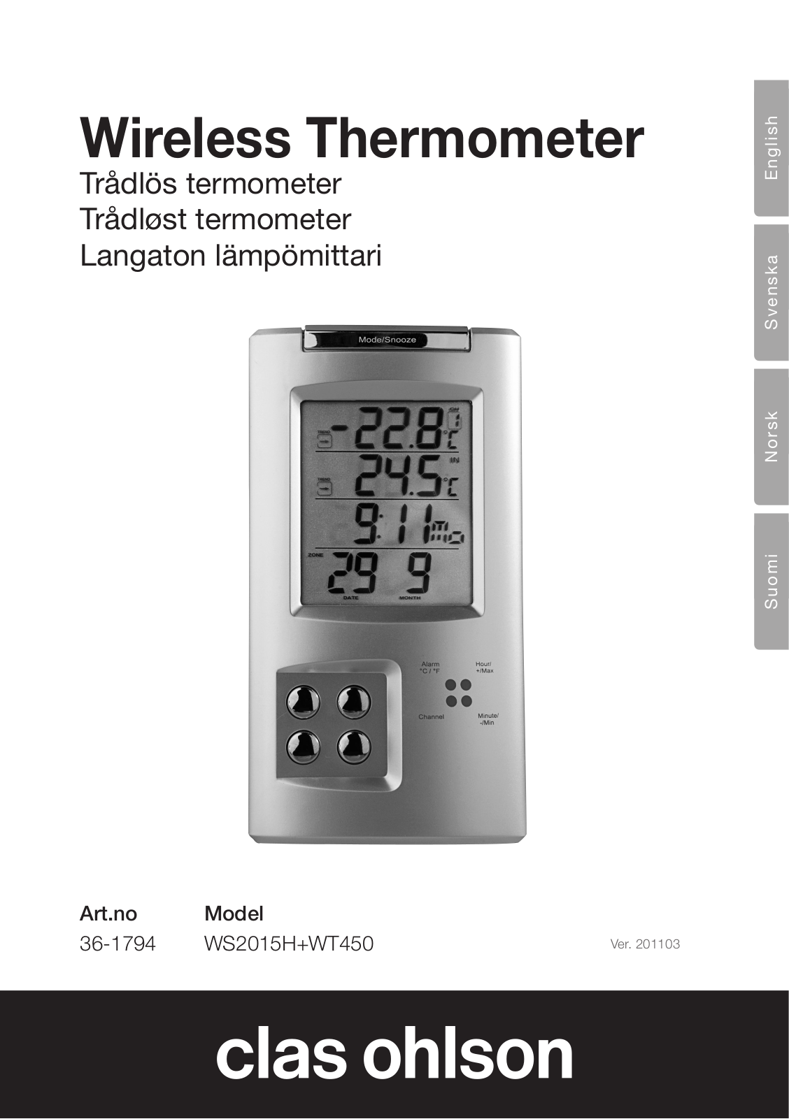 Clas Ohlson WS2015H, WT450 User Manual