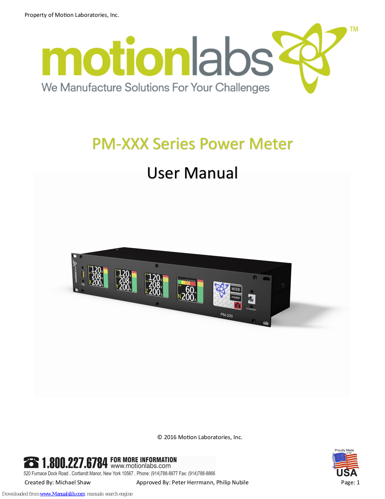 Motion Labs PM, PM-25, PM-400, PM-100, PM-200 User Manual