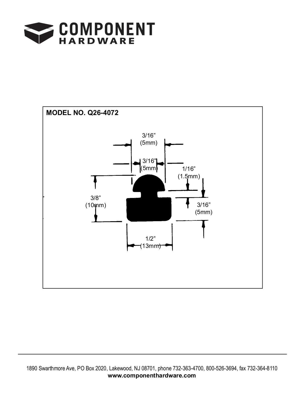 Component Hardware Q26-4072 User Manual