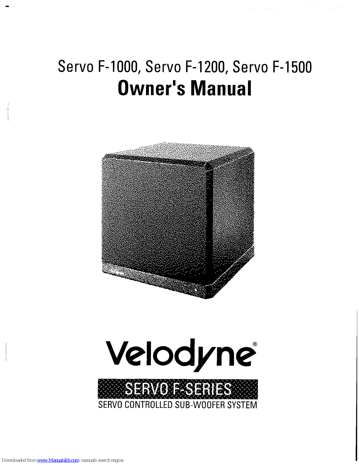 Velodyne Servo F-1200, Servo F-1500 Owner's Manual