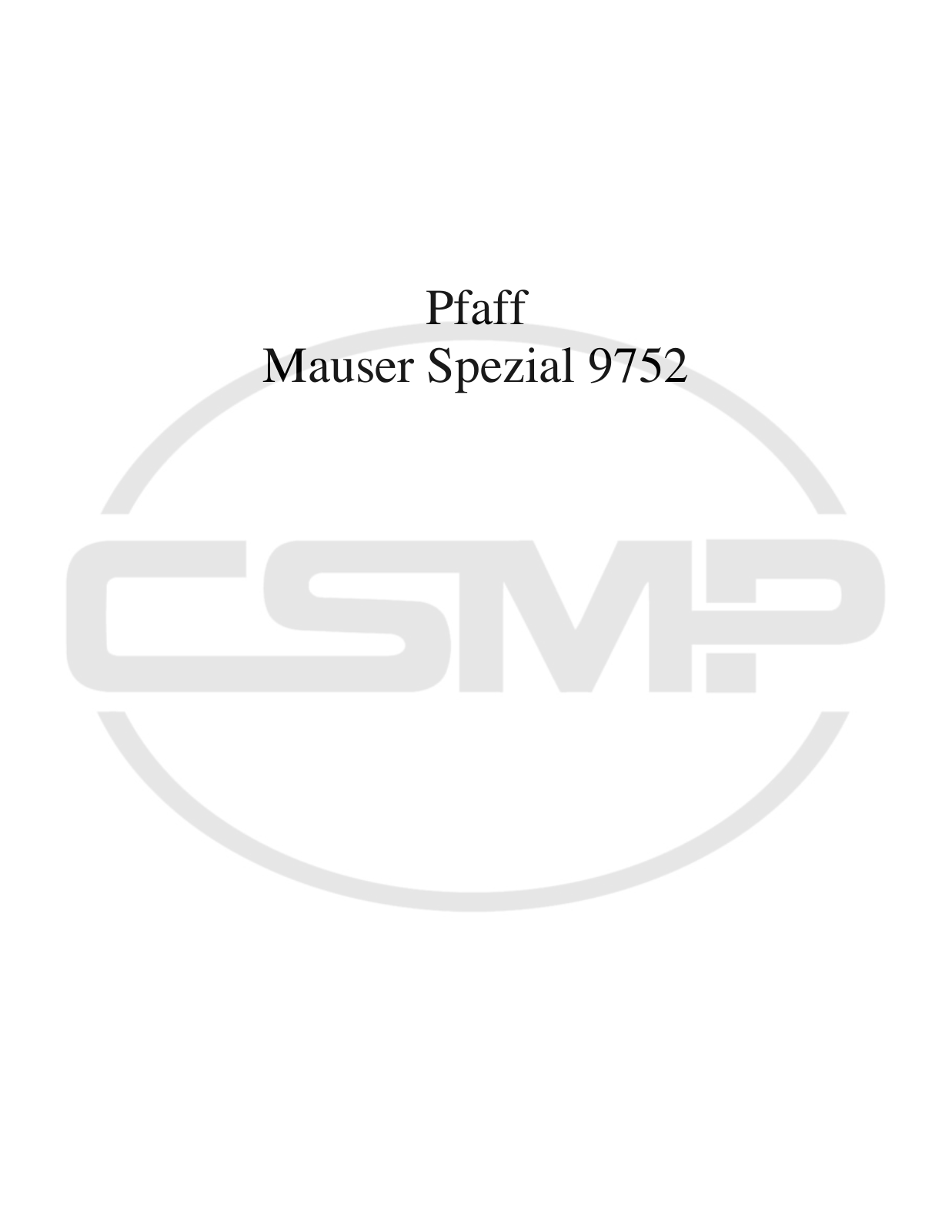 Mauser Special 9752 Parts Book