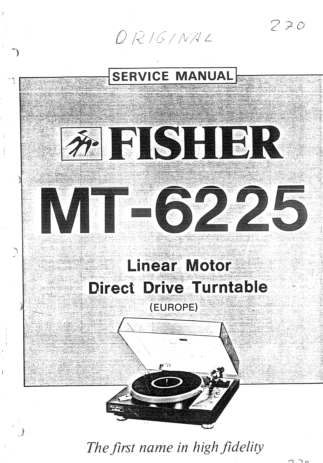 Fisher MT-6225 Service Manual