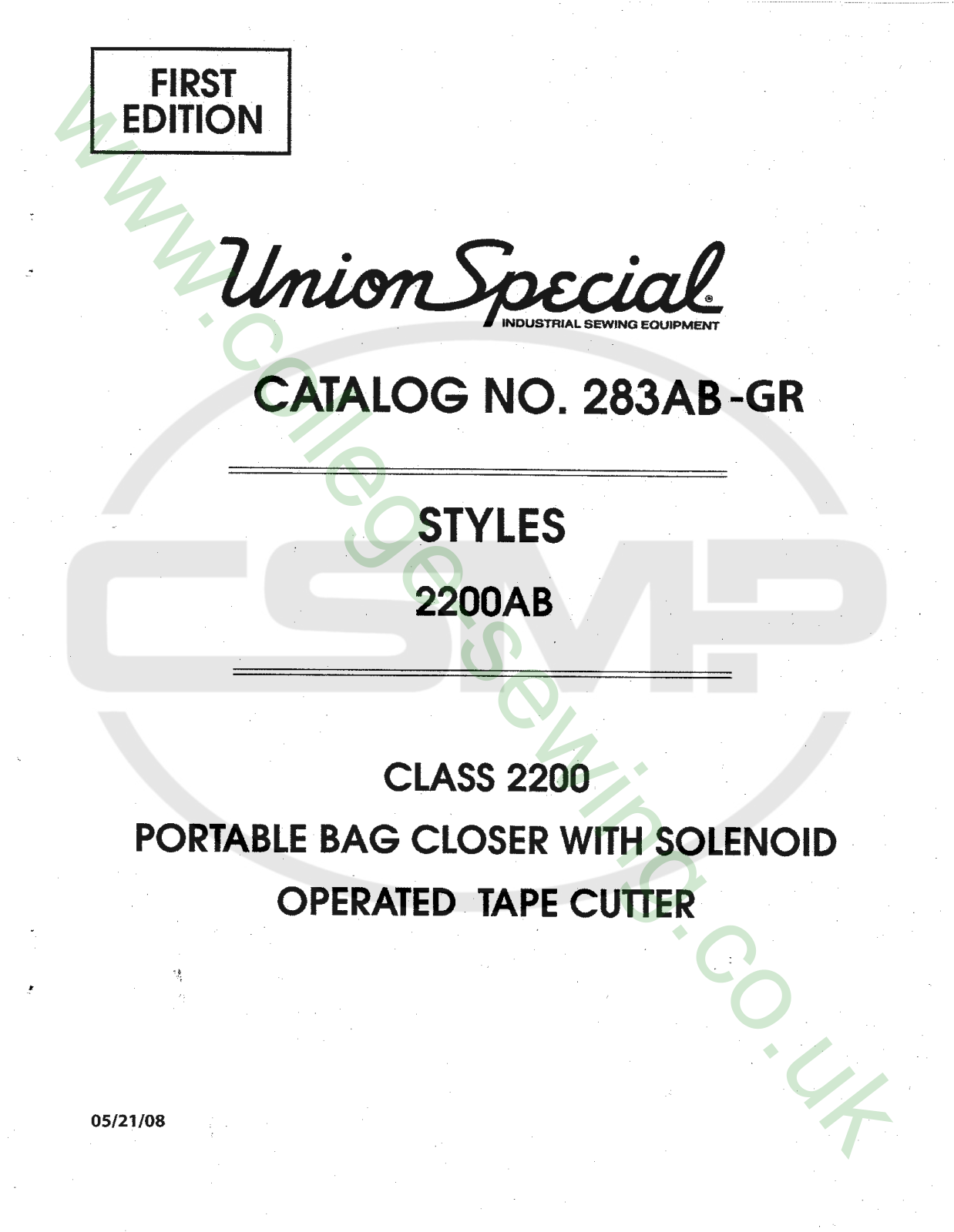 Union Special 283AB GR Parts Book