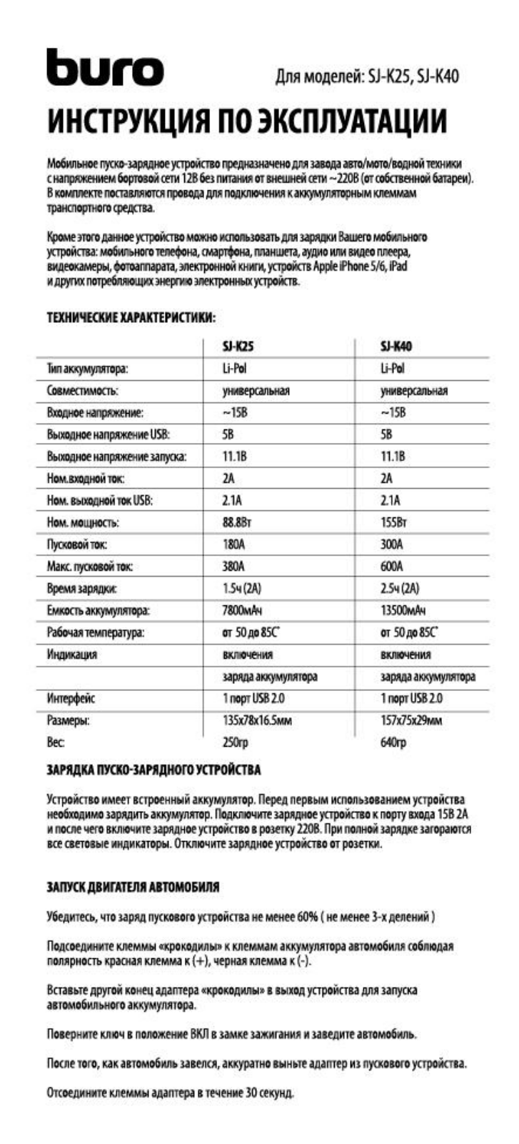 Buro SJ-K25 User Manual