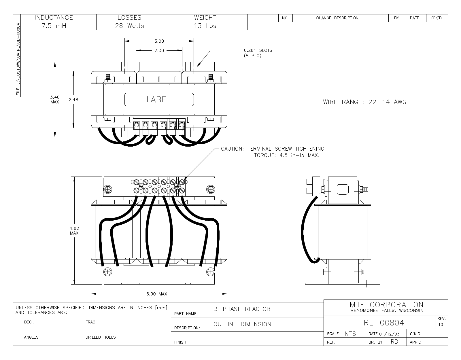 MTE RL-00804 CAD Drawings