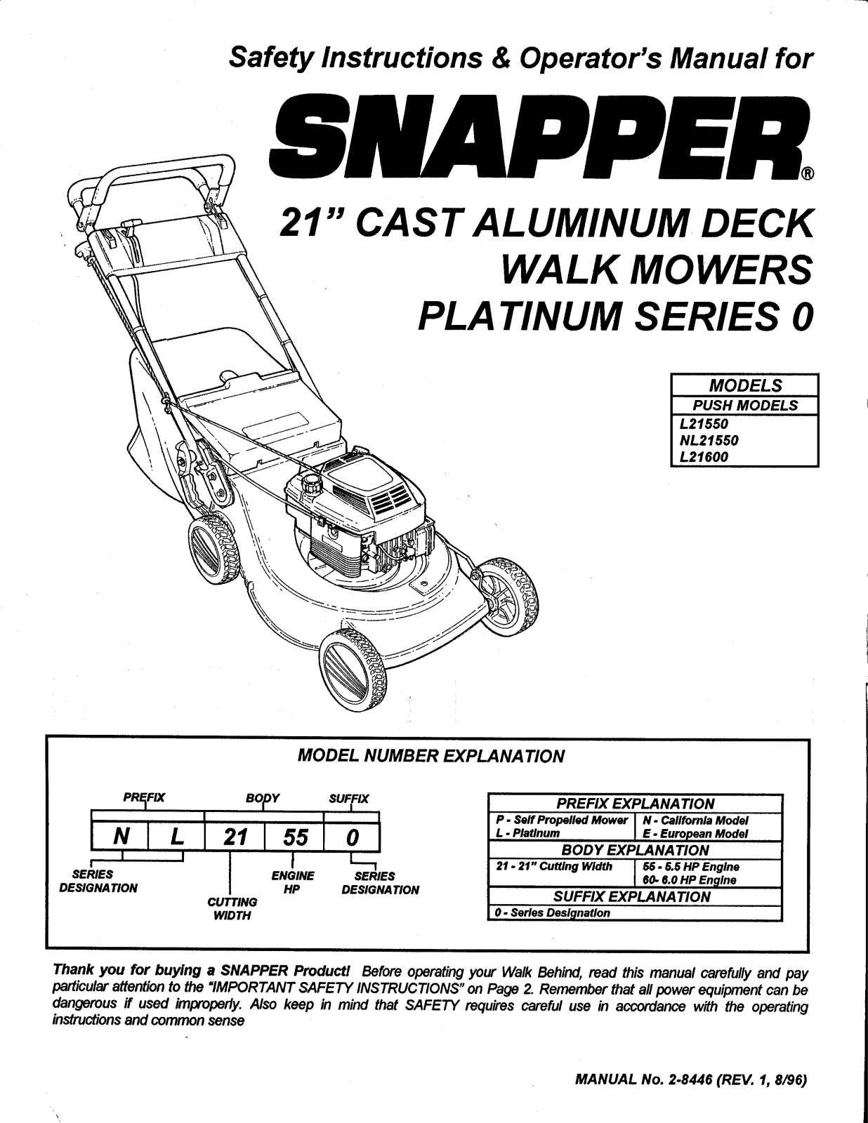 Snapper L21600 User Manual