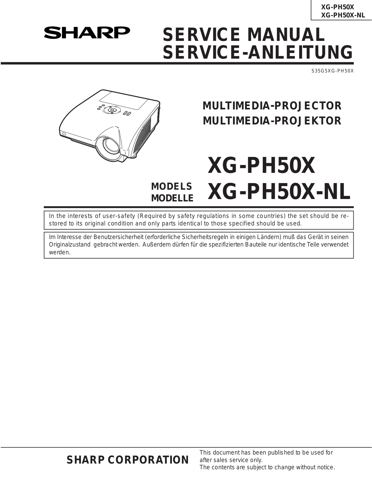 Sharp XGPH50X, XG-PH50X-NL Service Manual