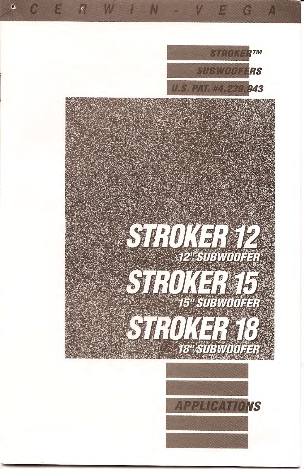 Cerwin Vega Stroker 18 Owners Manual