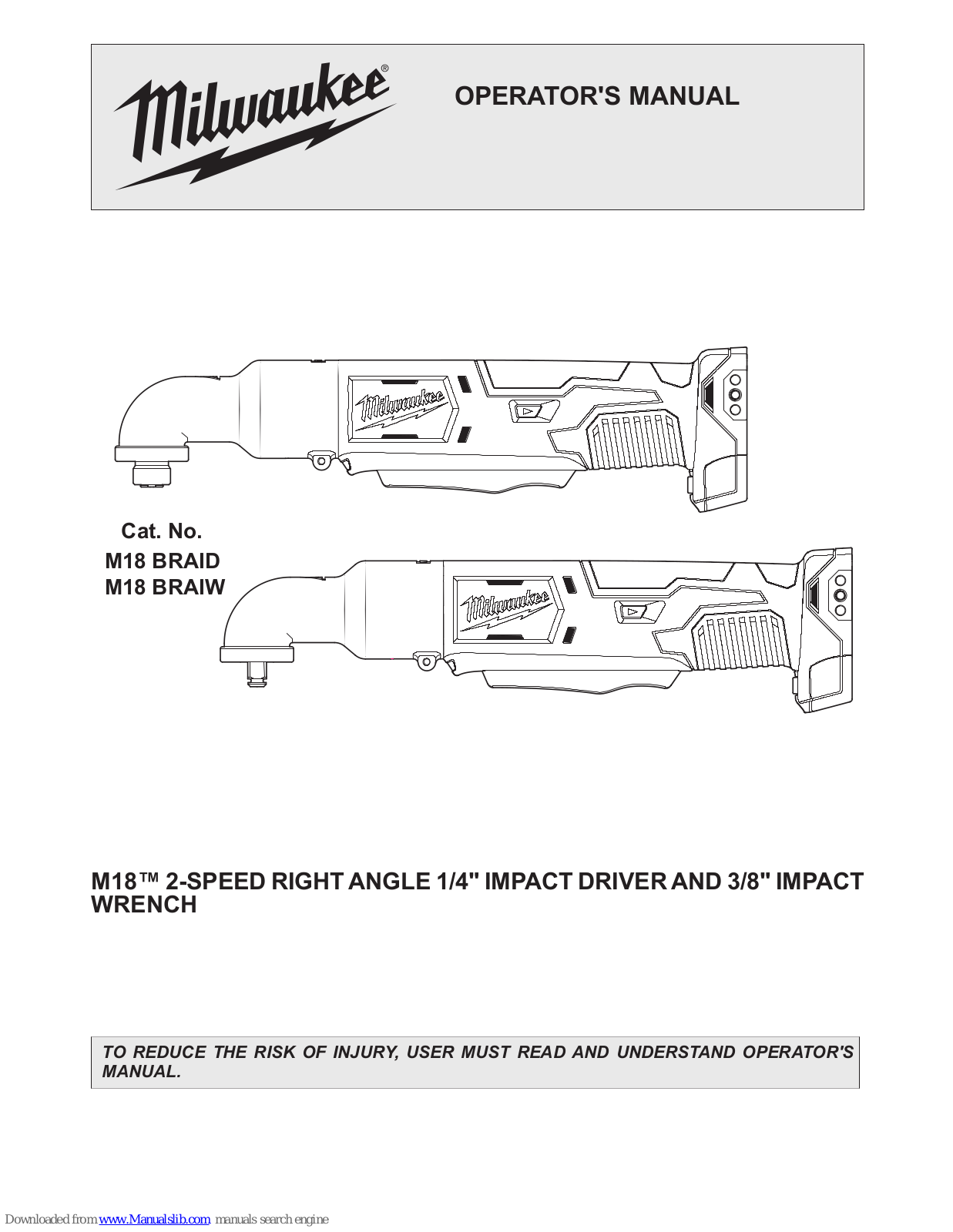 Milwaukee M18 BRAID, M18 BRAIW Operator's Manual