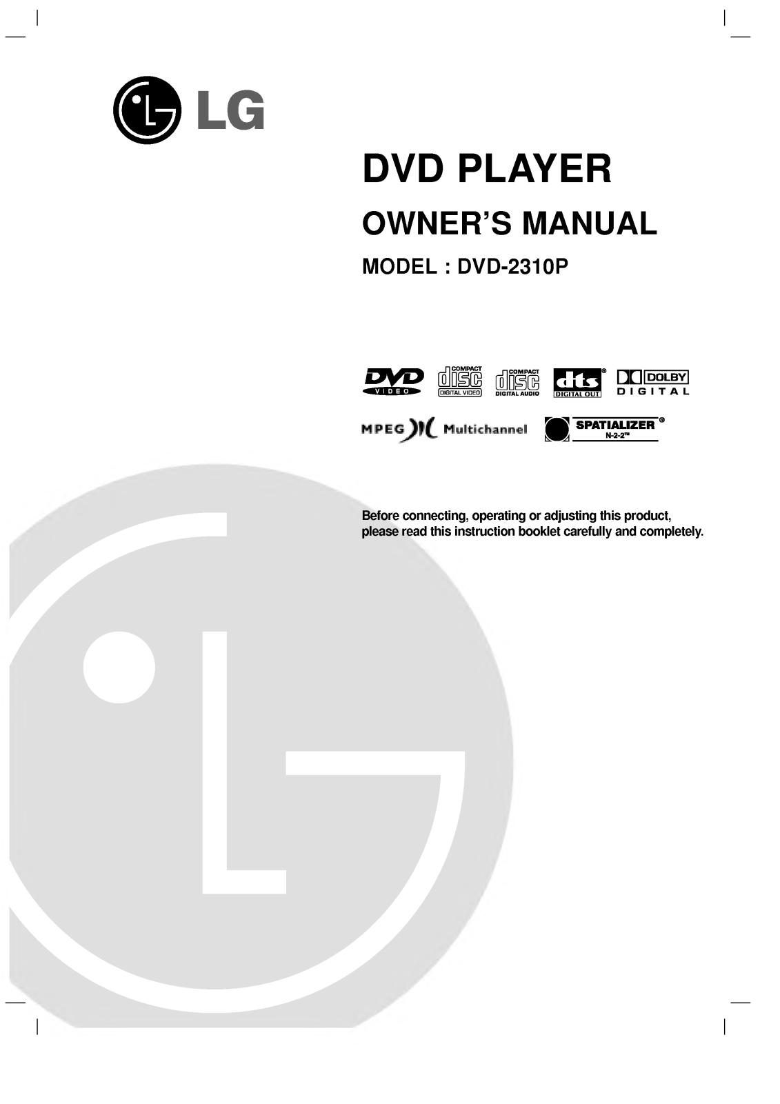 LG DVD-2310P User Manual