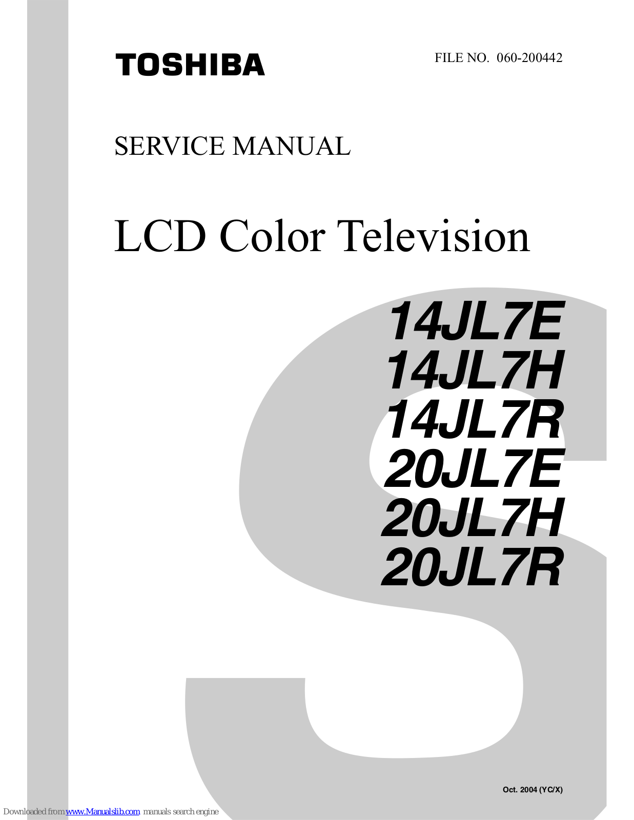 Toshiba 14JL7E, 14JL7H, 14JL7R, 20JL7E, 20JL7H Service Manual