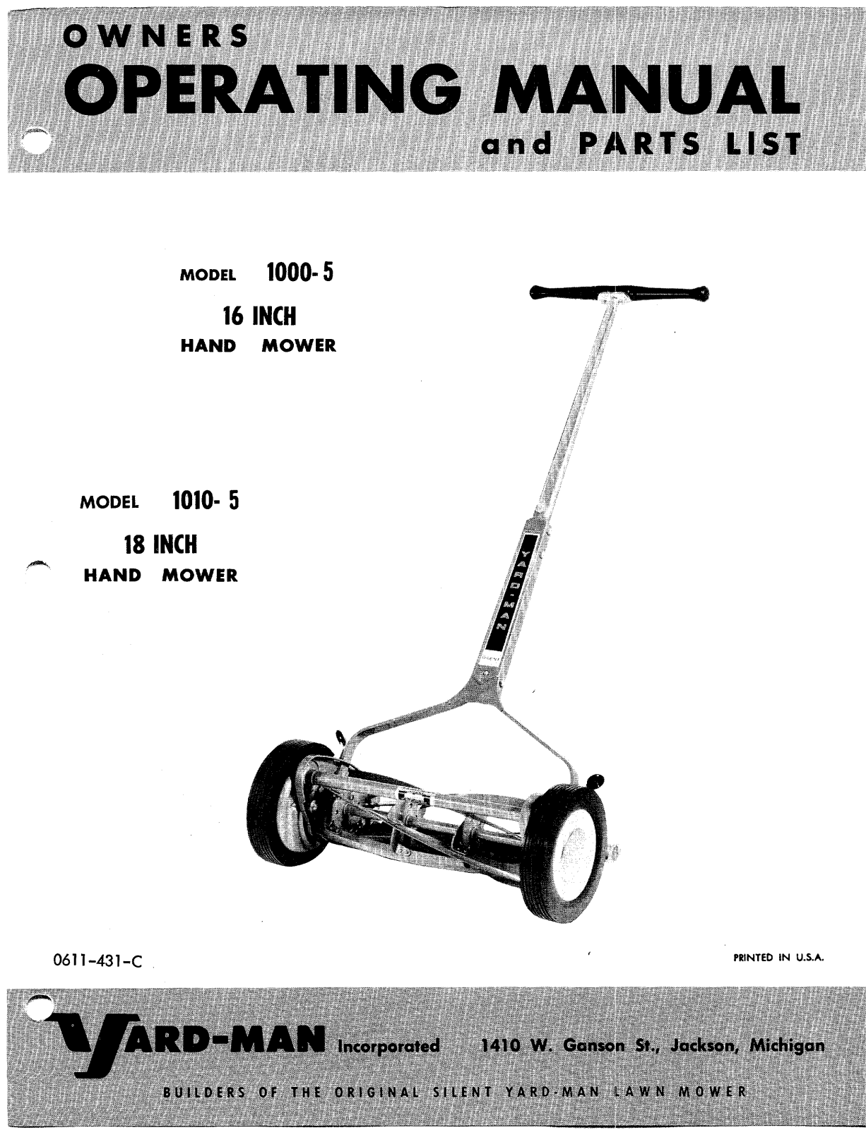 Mtd 1000-5, 1010-5 operating Manual