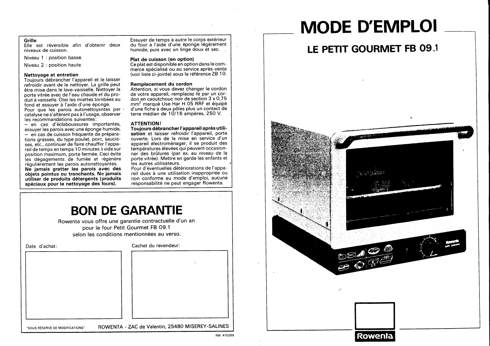 ROWENTA FB 09.1 LE User Manual