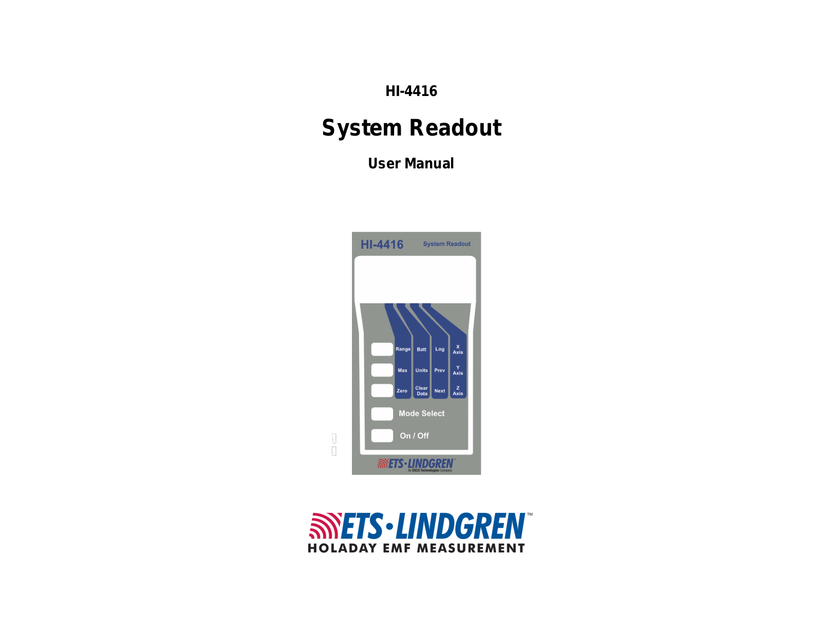 ETS-Lindgren HI-4416 User Manual