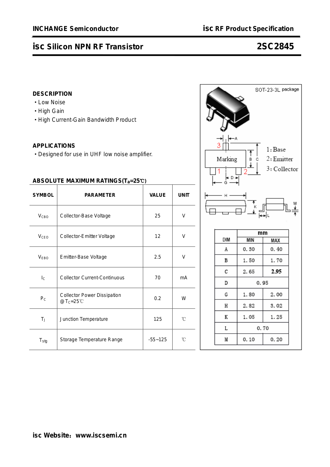 Datasheet 2sc2845 Datasheet - ManualMachine.com