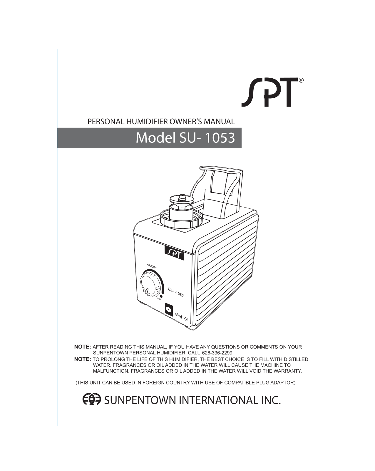 Sunpentown SU-1053 Installation  Manual