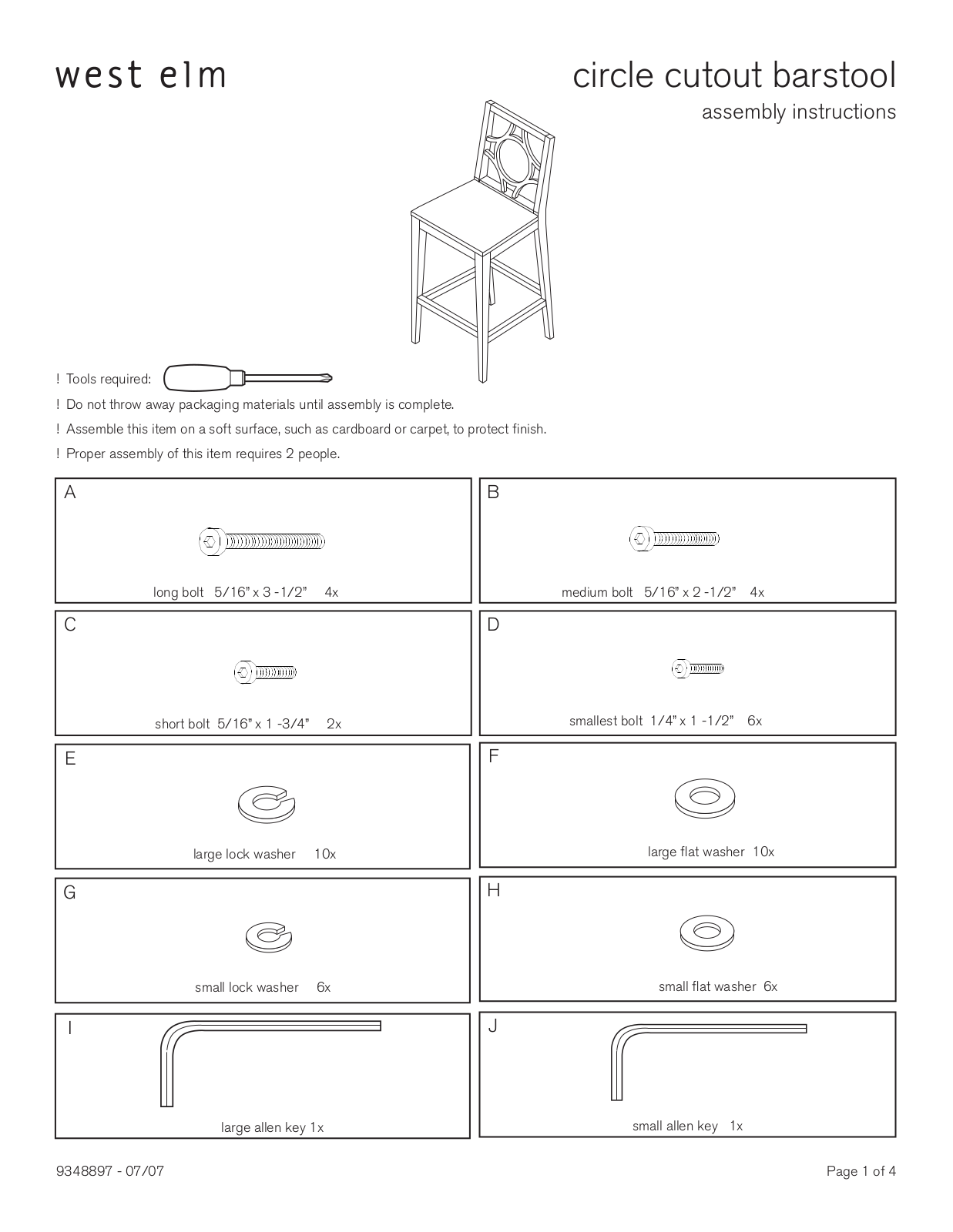 West Elm Circle Cutout Barstool Assembly Instruction