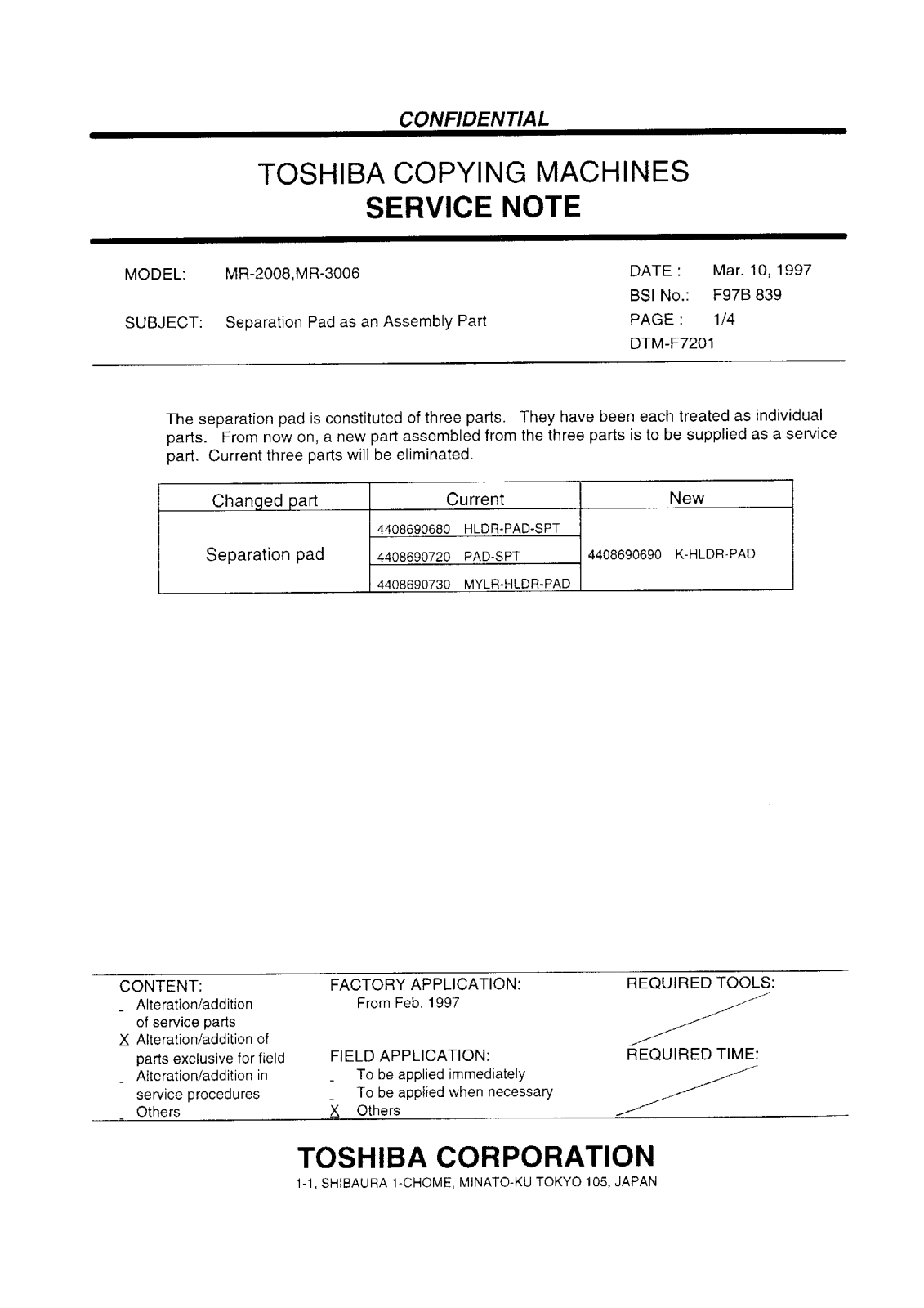 Toshiba f97b839 Service Note