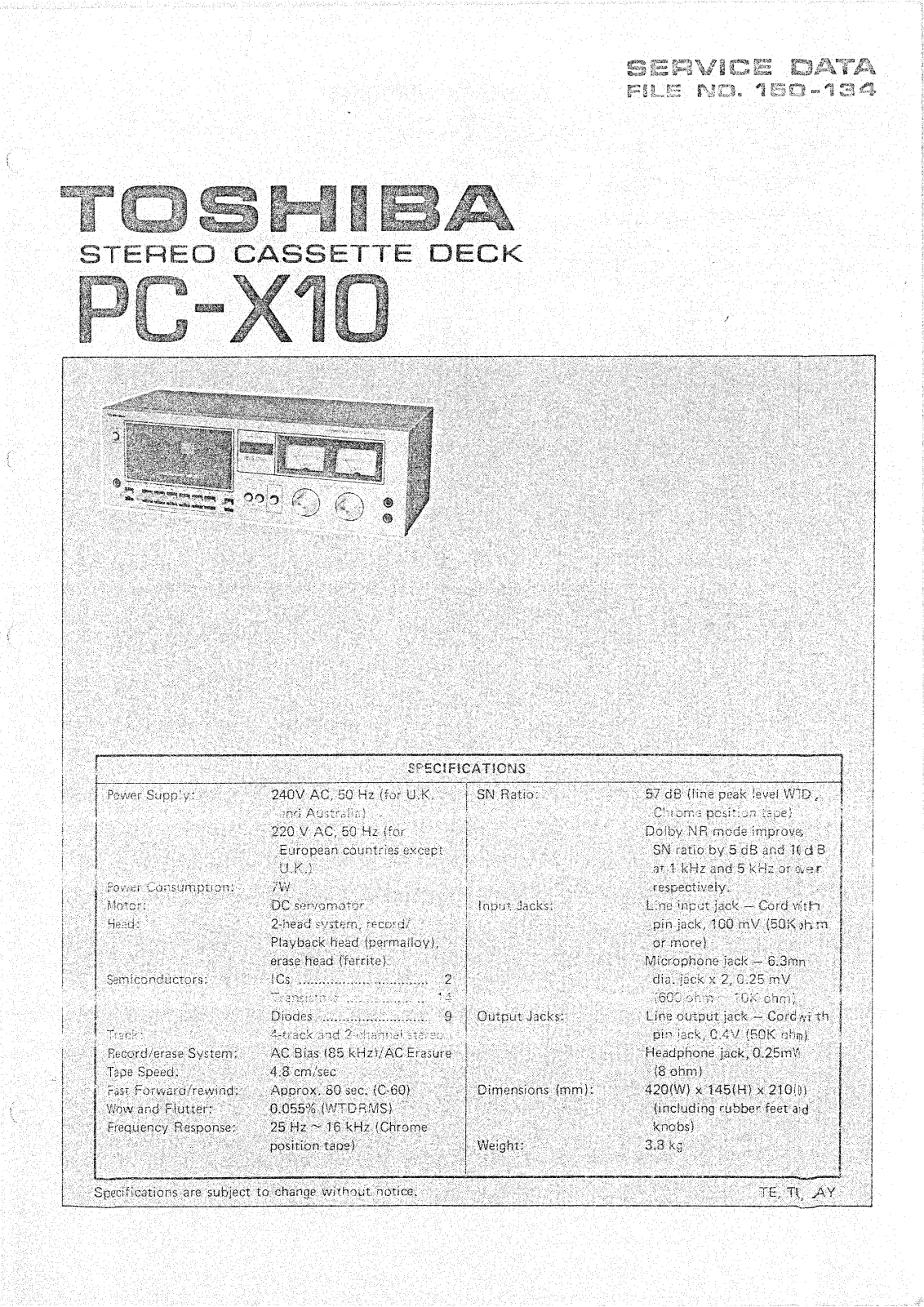 Toshiba PCX-10 Service manual