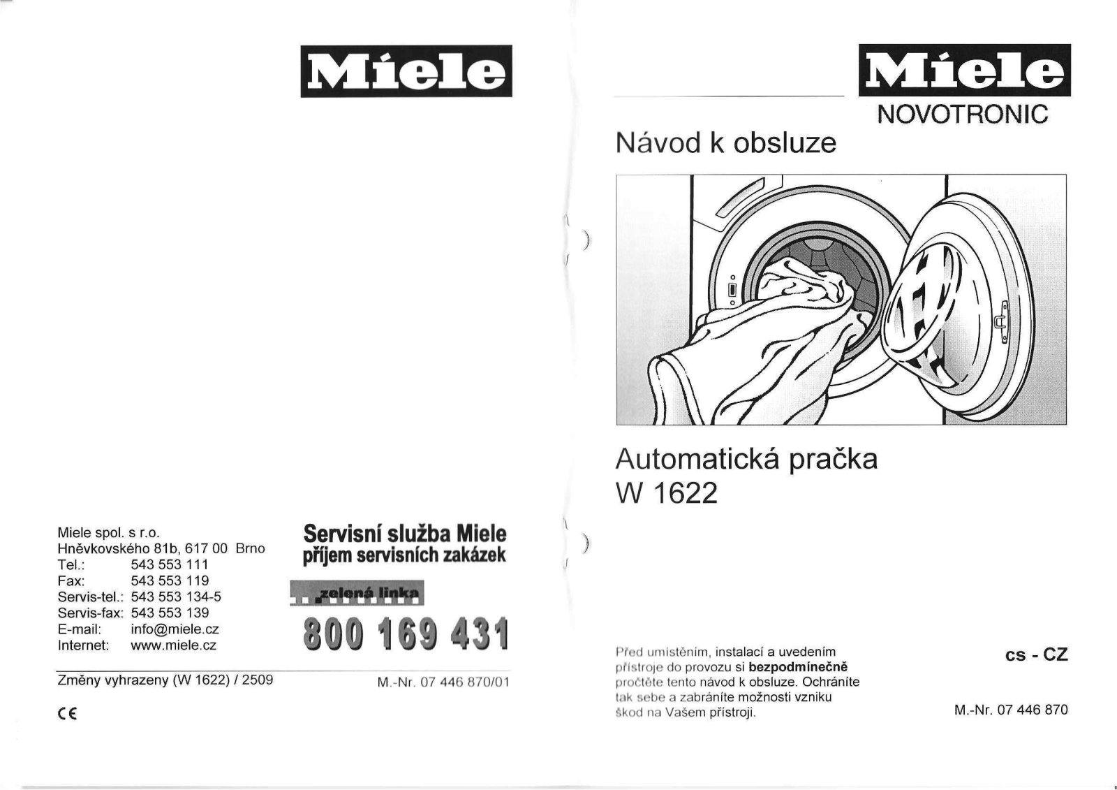 Miele W 1622 User Manual