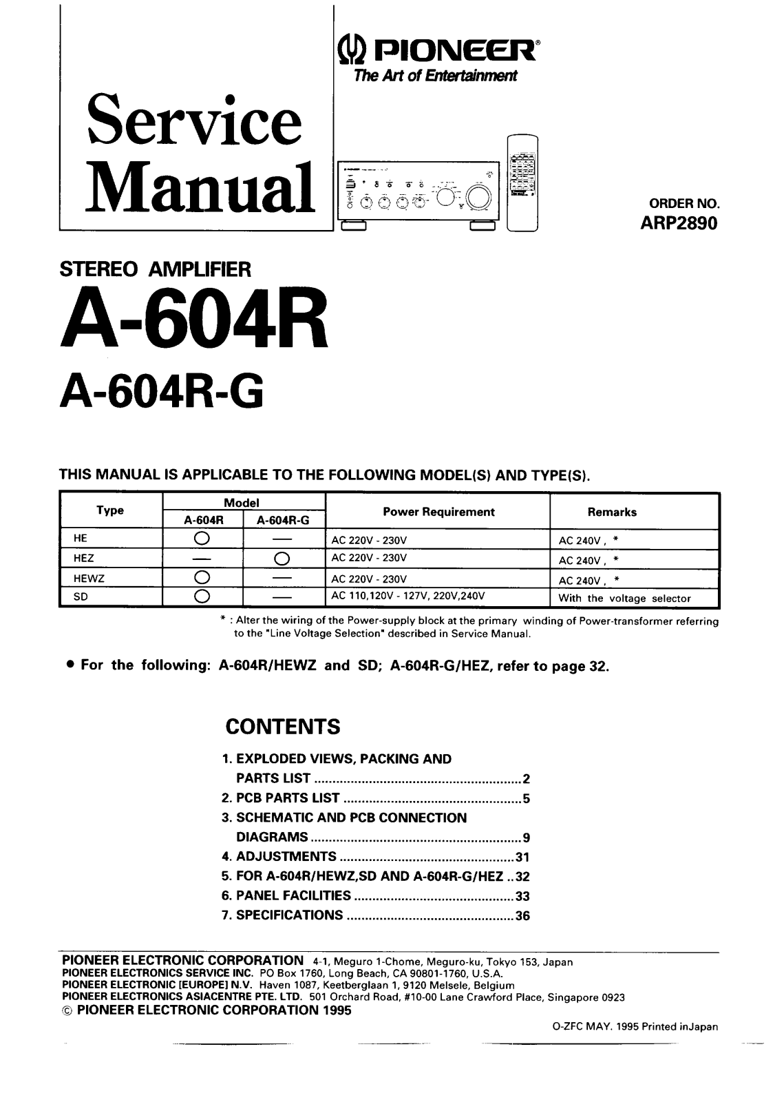 Pioneer A-604-R Service manual