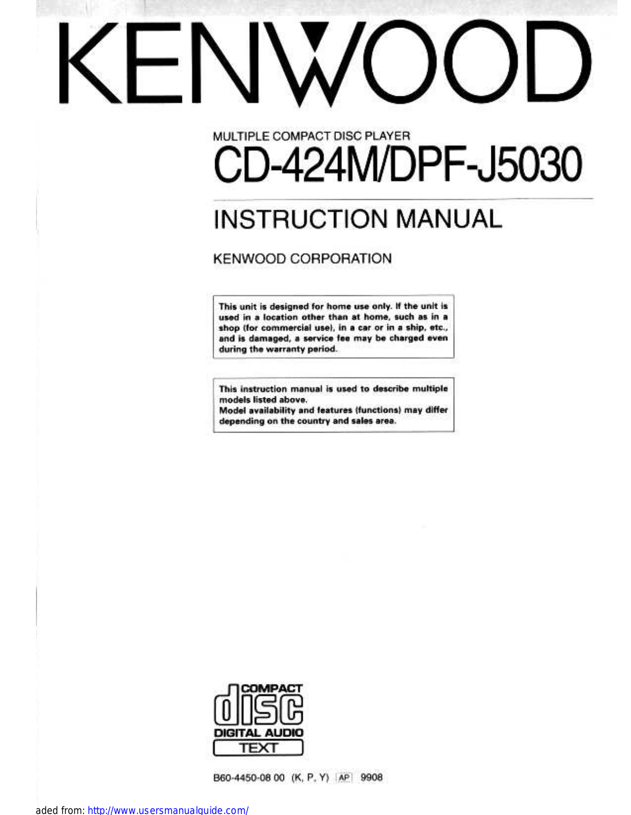 KENWOOD DPF-J5030, CD-424M User Manual