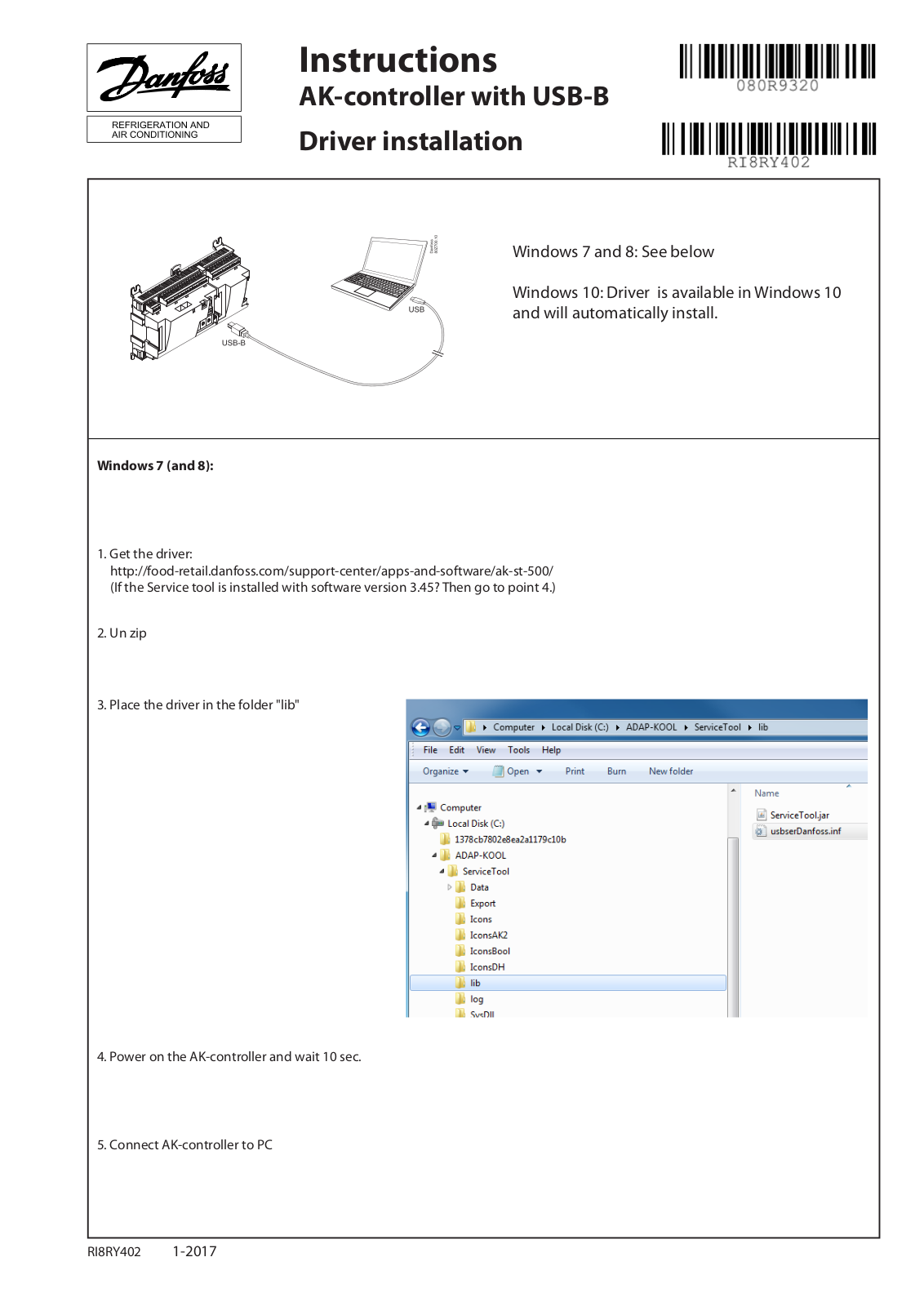 Danfoss AK-controller Installation guide