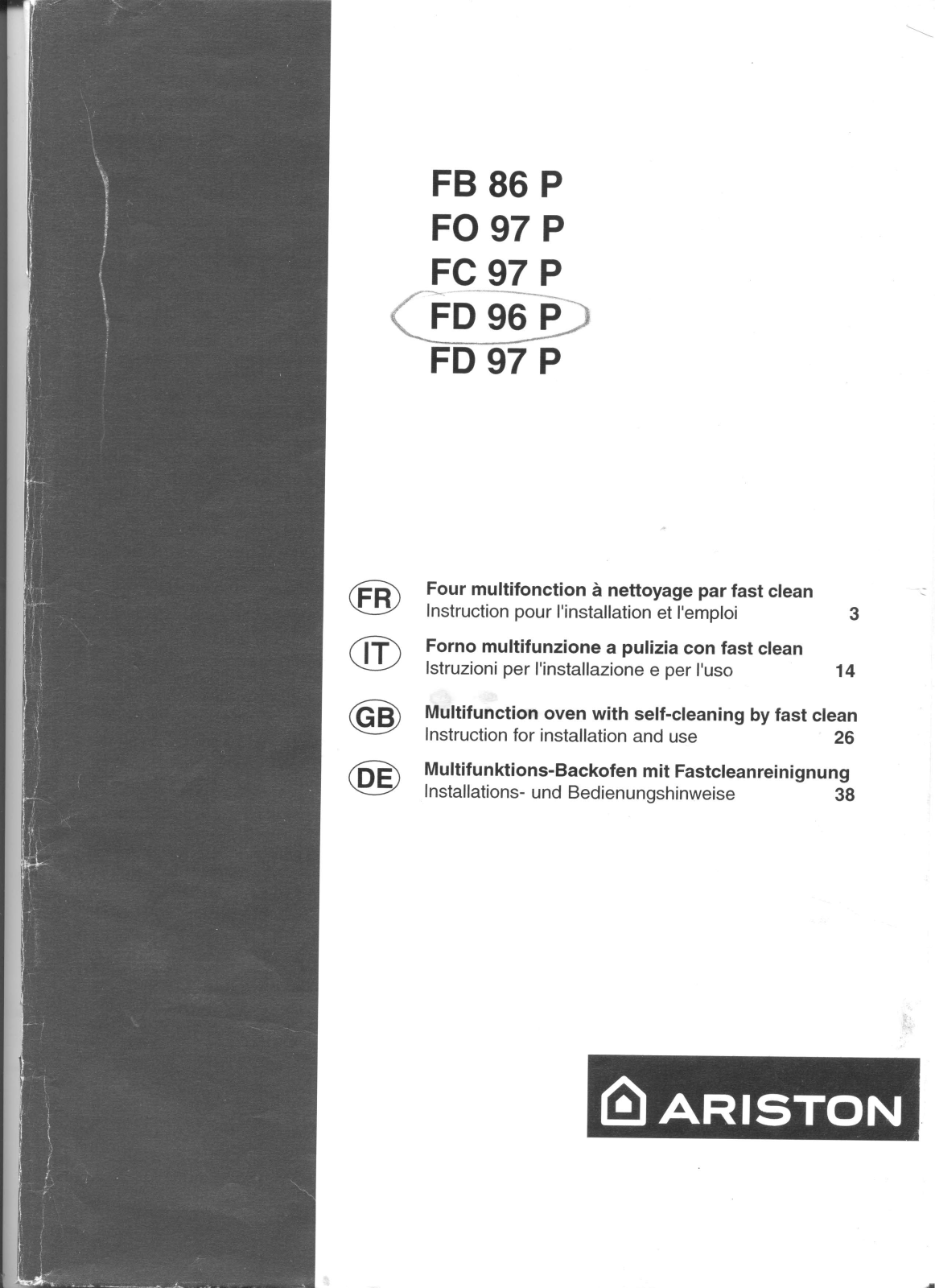 ARISTON FD 96 P User Manual