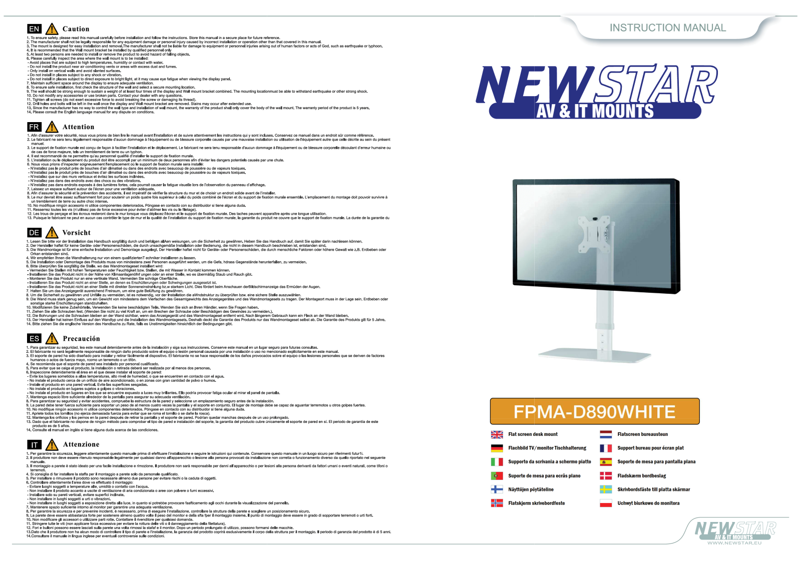 Newstar FPMA-D890WHITE User Manual