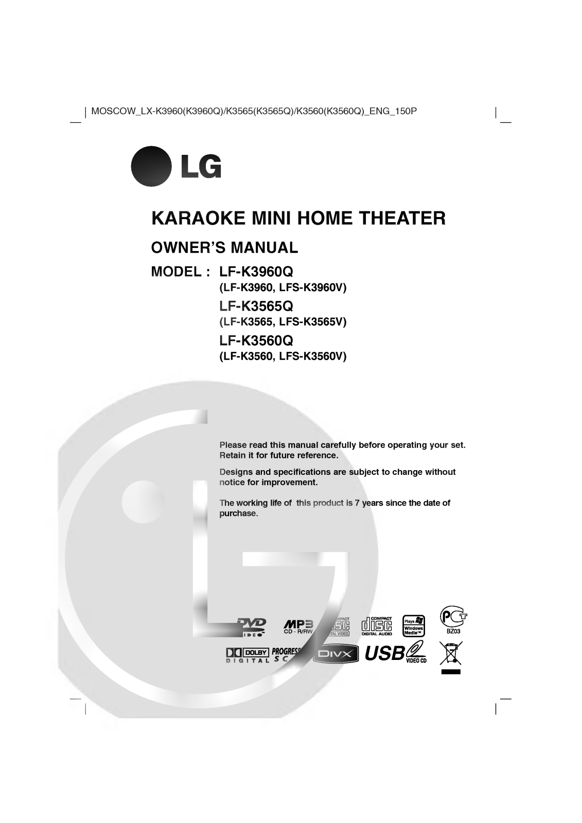 LG LX-K3960X User guide