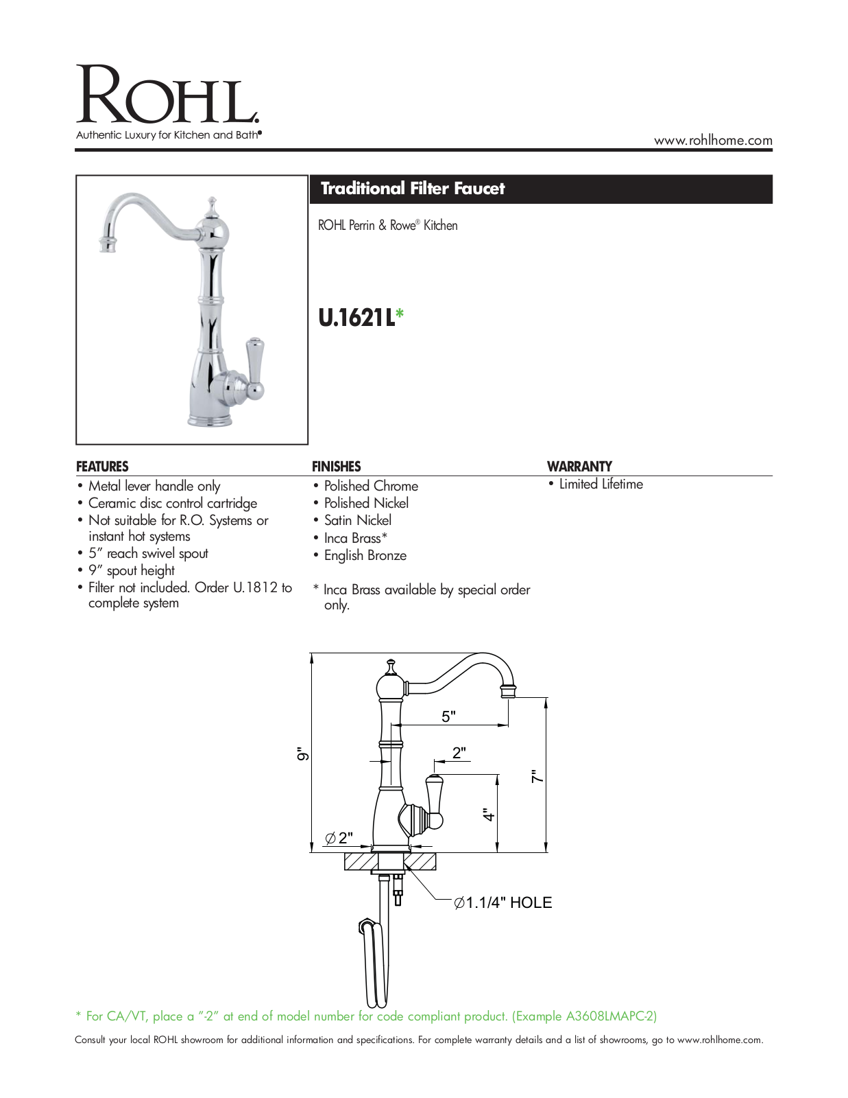 Perrin & Rowe XRH1426 Specifications - ManualMachine.com