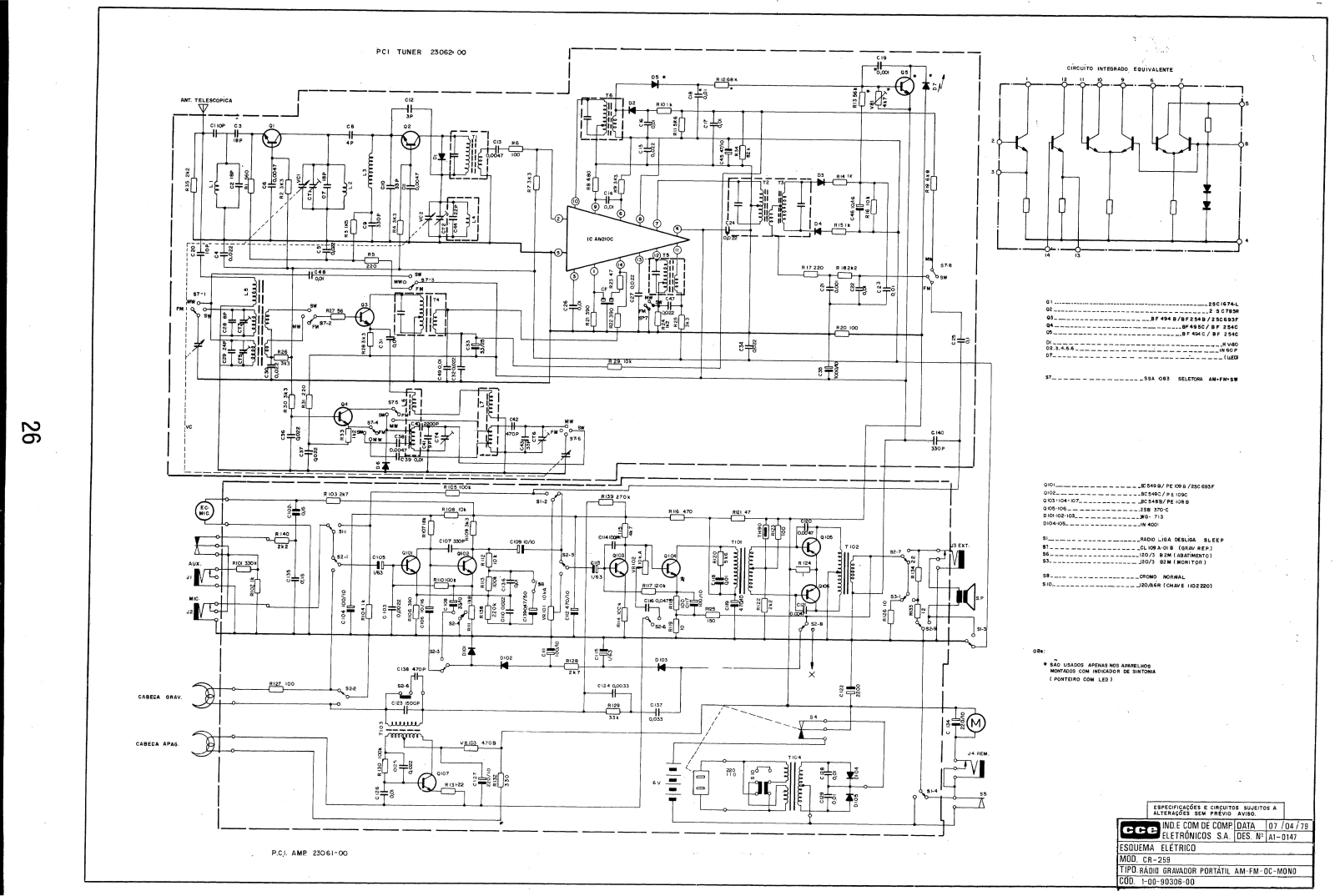 CCE CR-259 Schematic