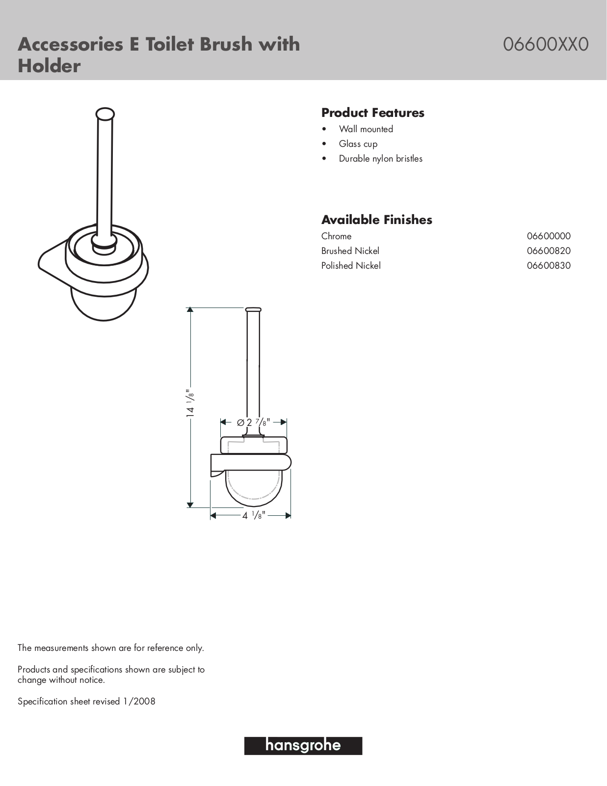 Hans Grohe 6600820, 6600000, 6600830 User Manual