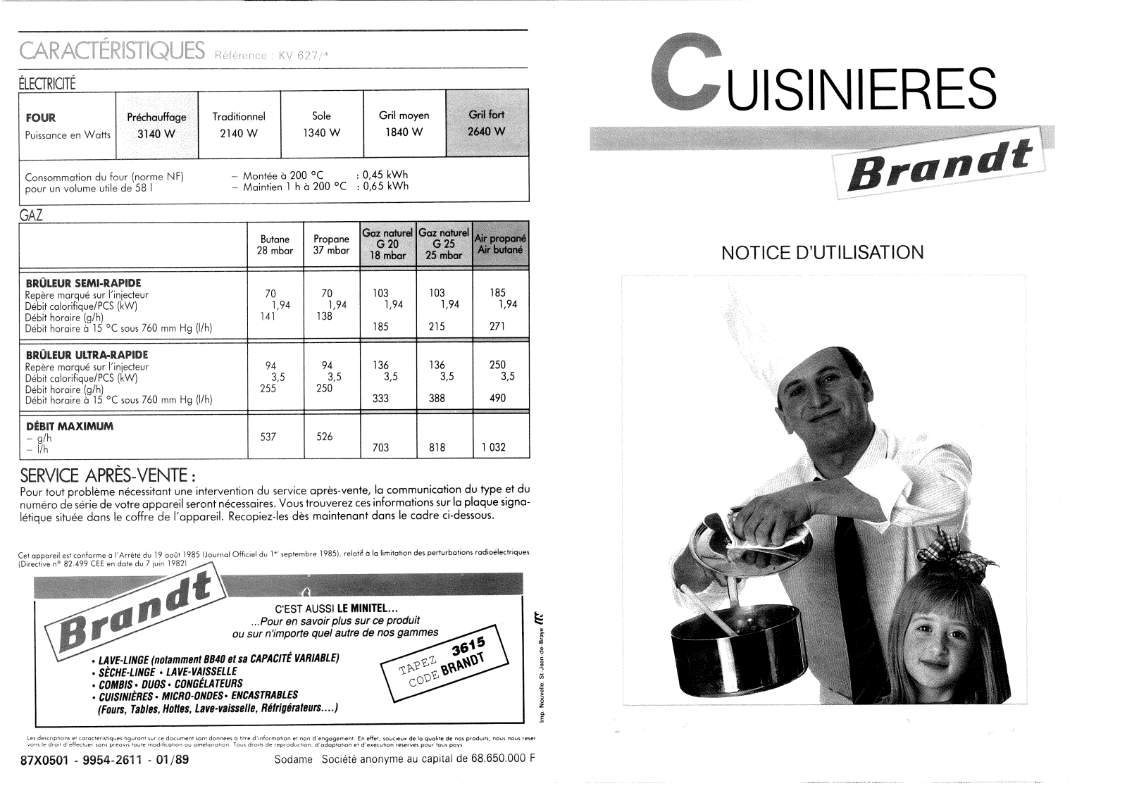 BRANDT KV627 User Manual