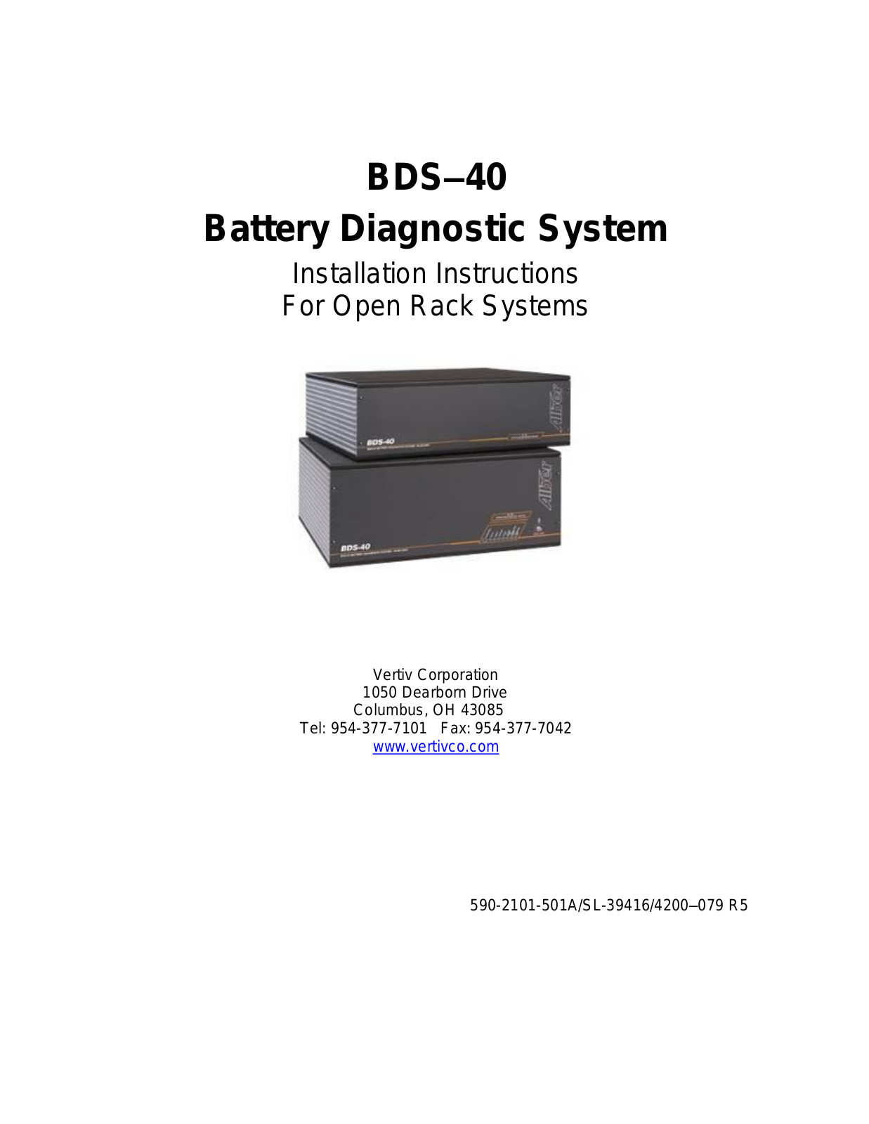 Vertiv BDS-40 Installation Instructions Manual