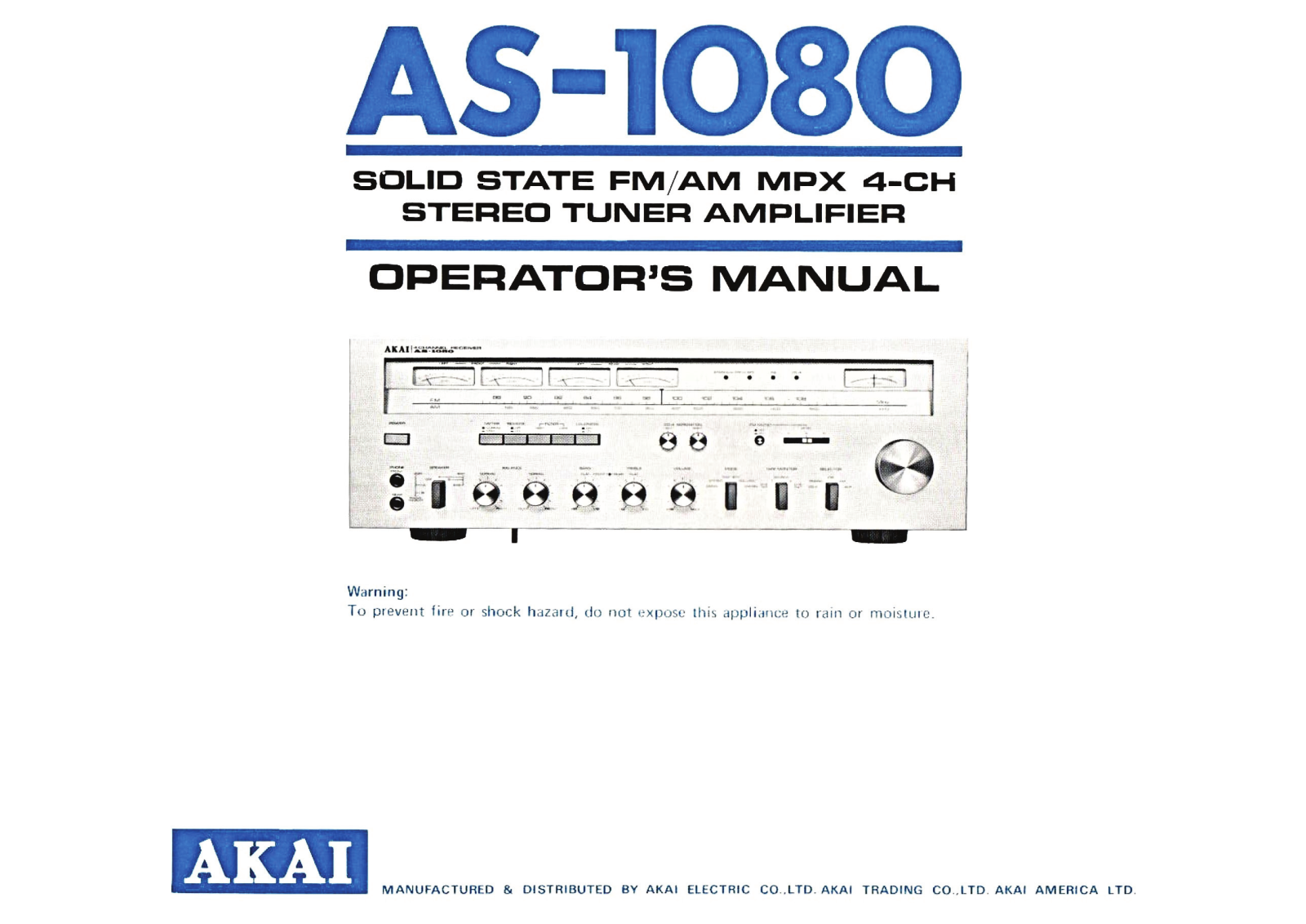 Akai AS-1080 Owners Manual