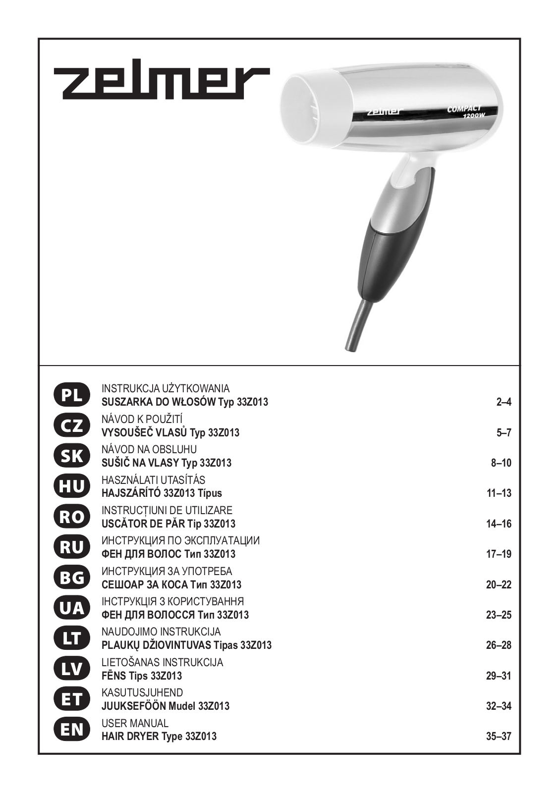 Zelmer 33Z013 User Manual