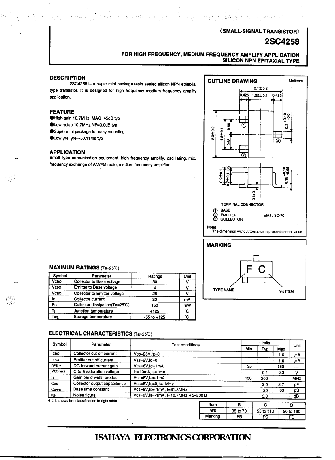 Datasheet 2sc4258 Datasheet - ManualMachine.com