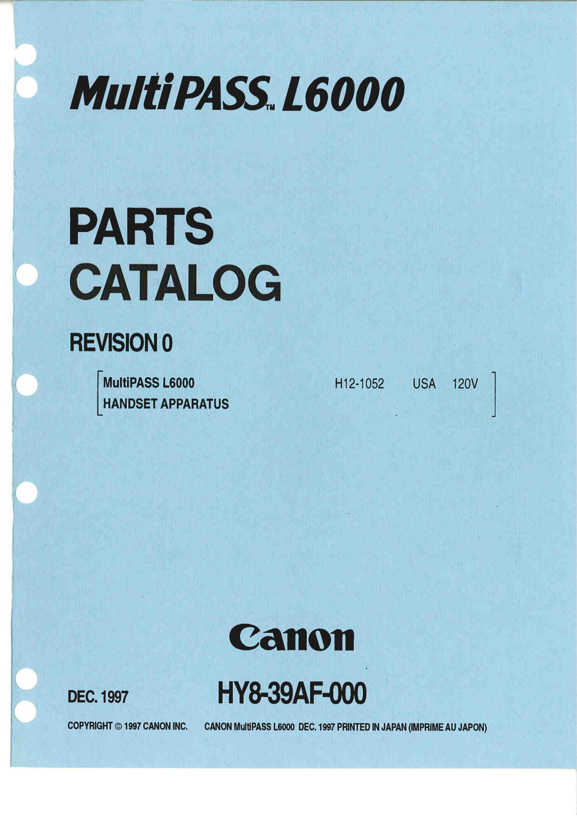 Canon L6000 PARTS CATALOG