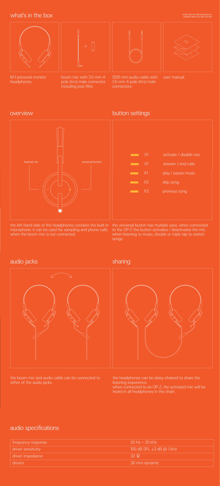 Teenage Engineering M1 Headphone User manual