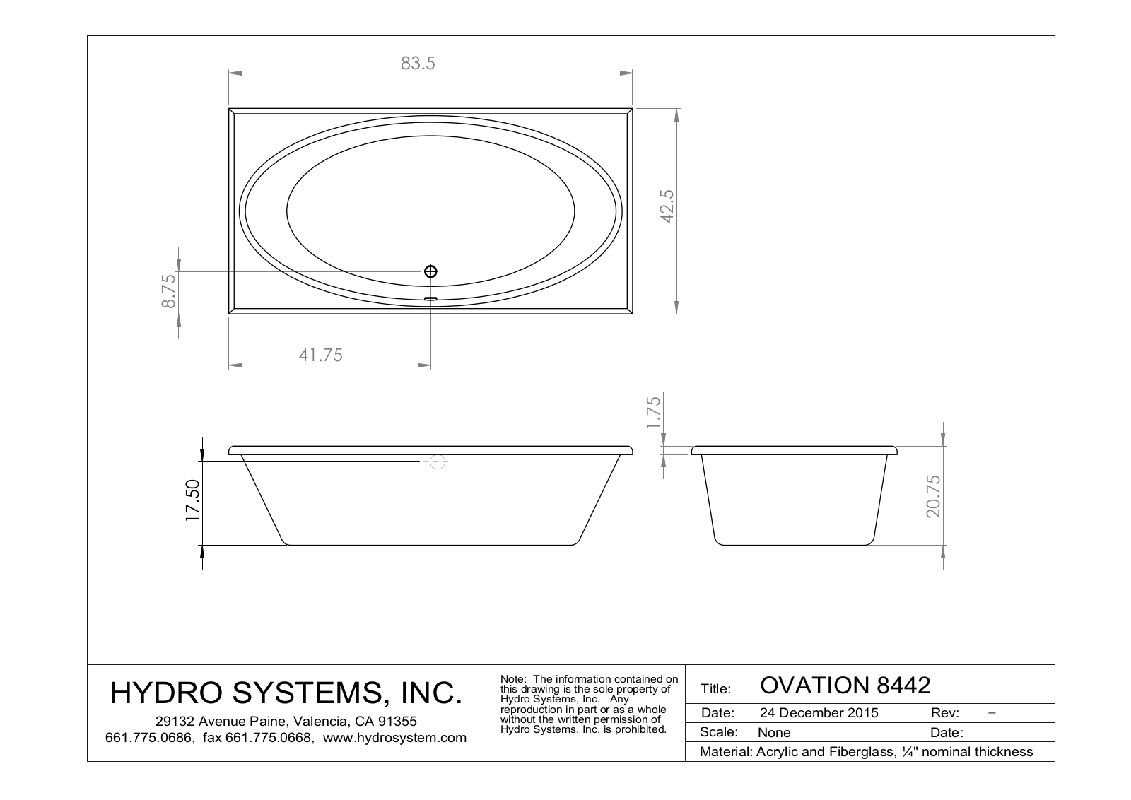 Hydro Systems Ovation 8442 Shematics