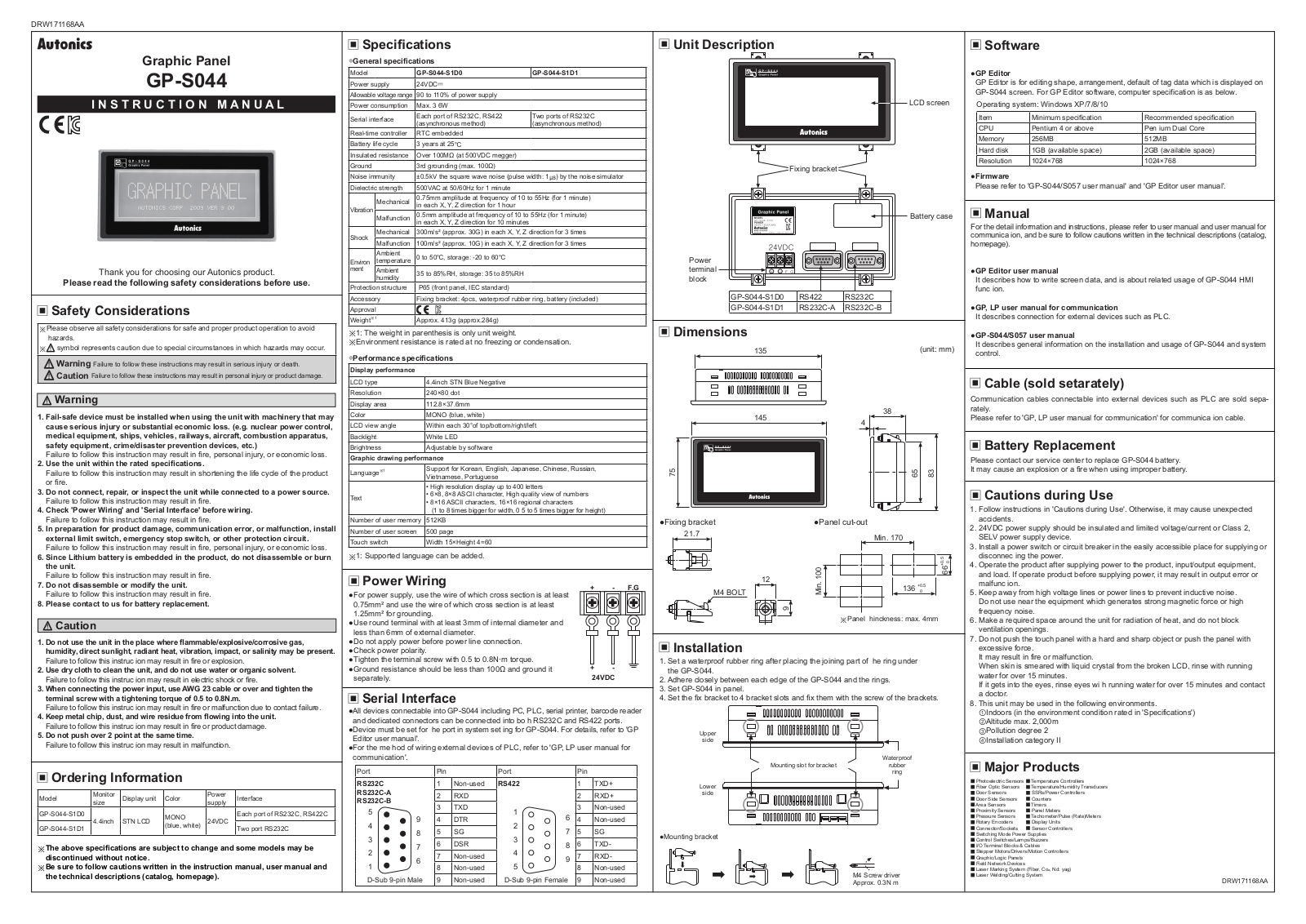 Autonics GP-S044 Instruction Manual