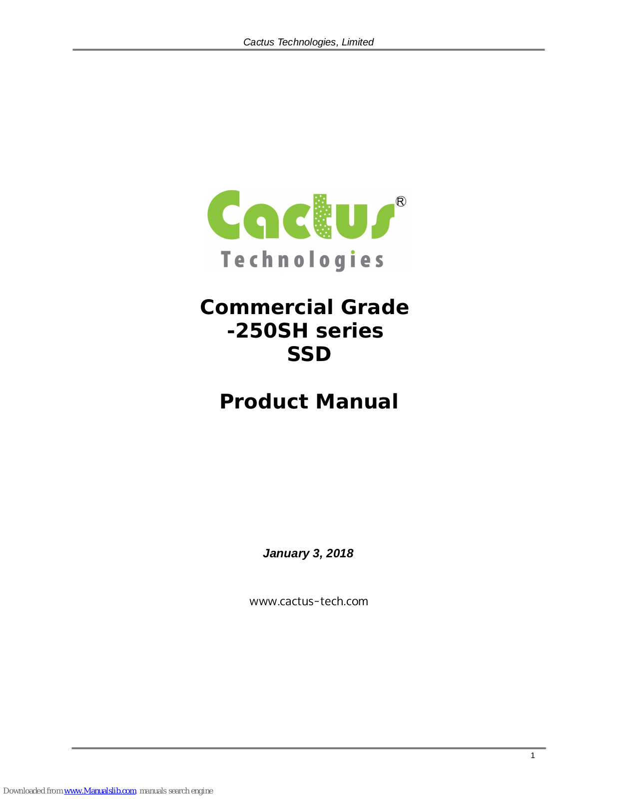 Cactus 250SH series, KD2TF-250SH, KD4TF-250SH, KD8TF-250SH, KD2TFI-250SH Product Manual