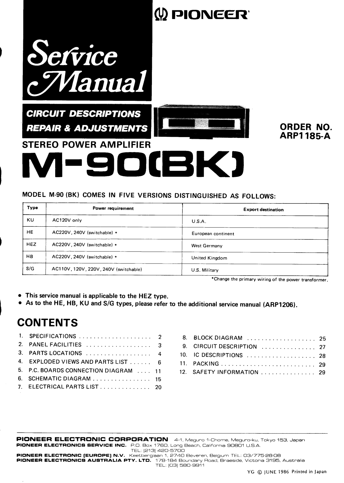 Pioneer M-80 Service manual