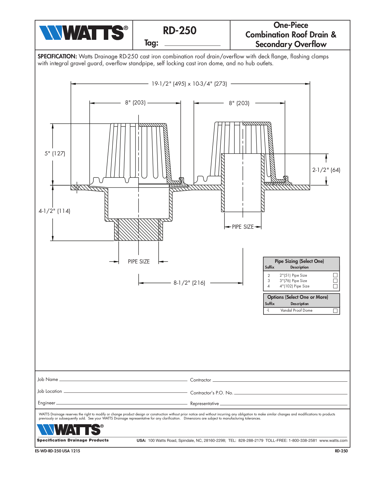 Watts RD-250 User Manual