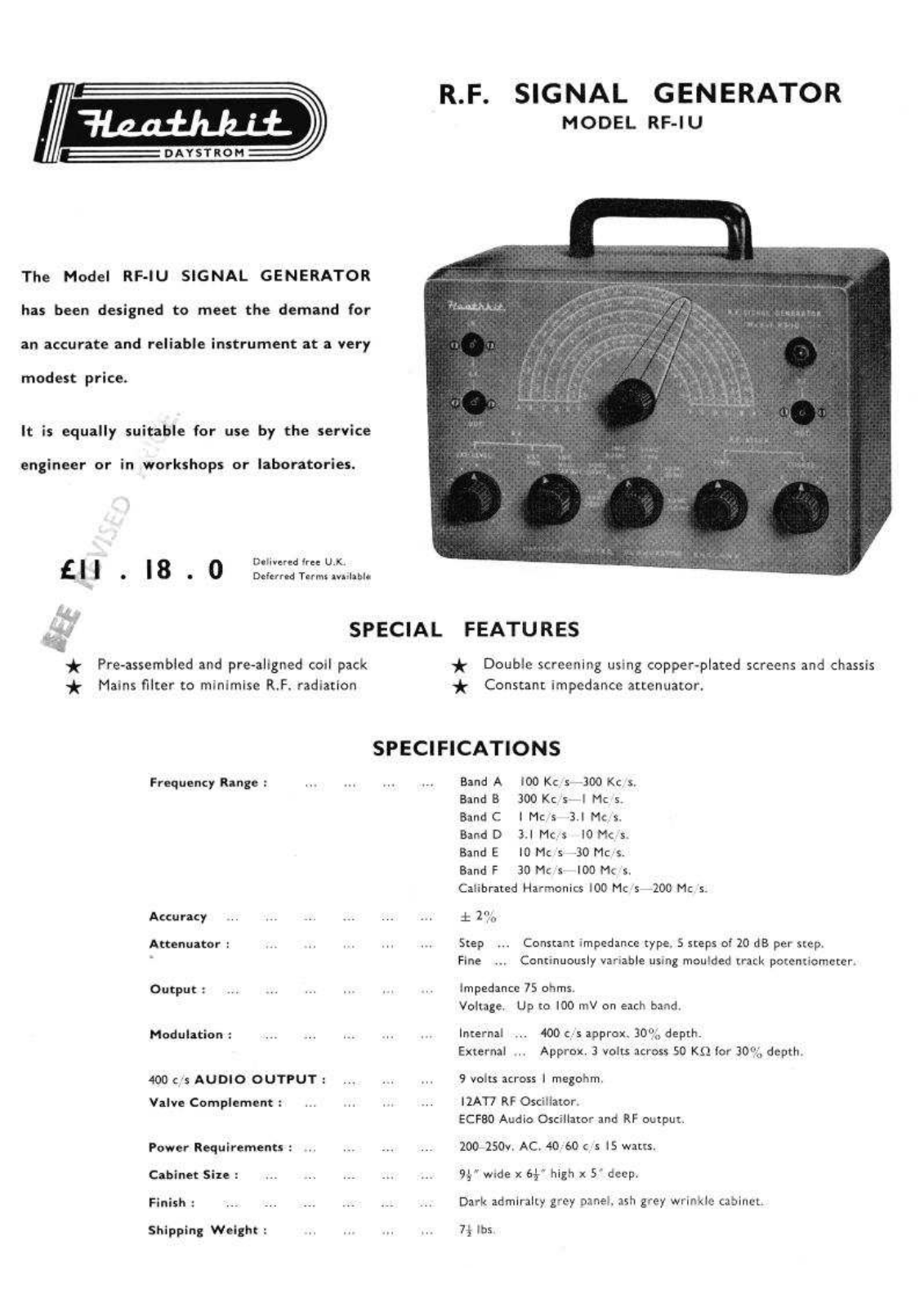 Heathkit rf 1u schematic