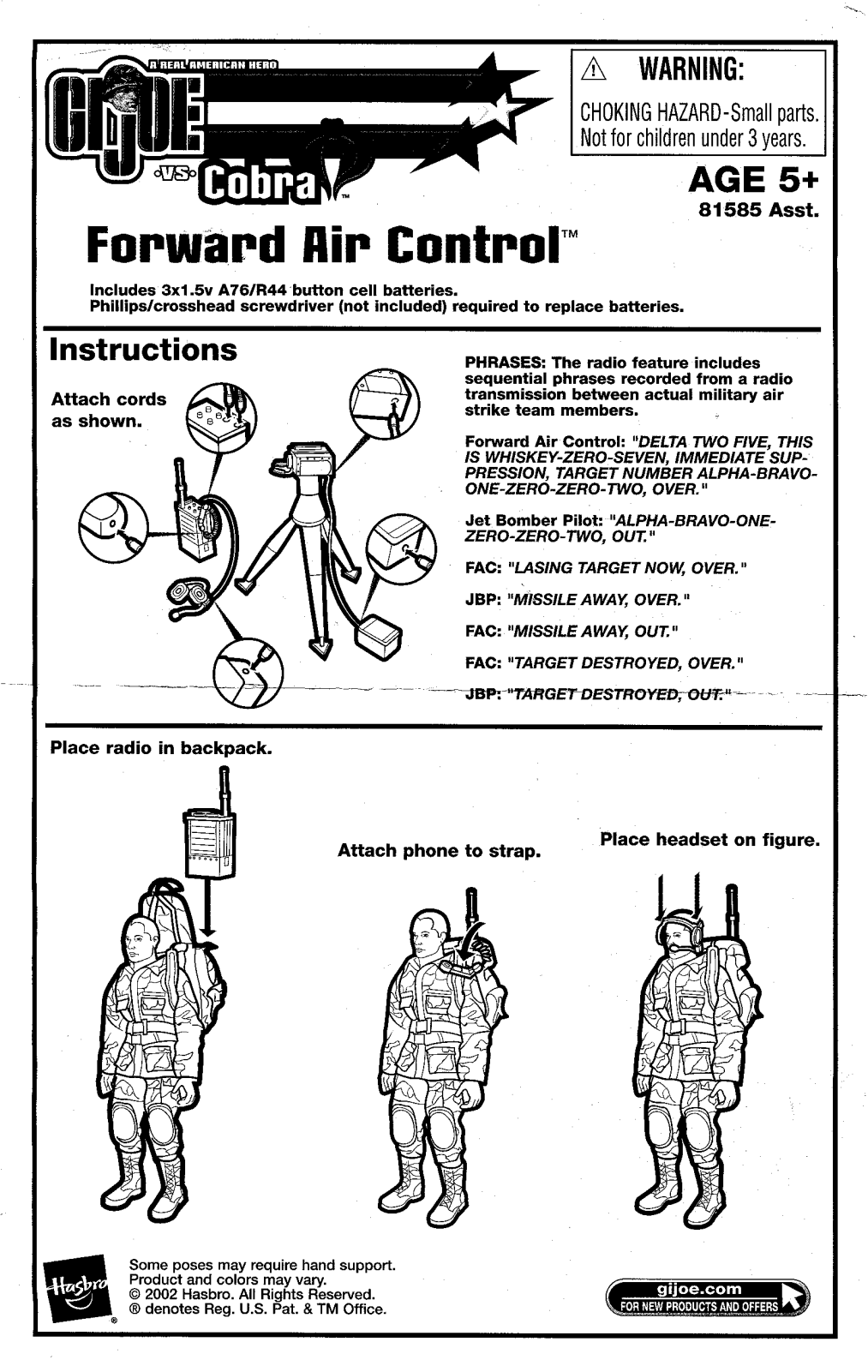 HASBRO FORWARD AIR CONTROL User Manual