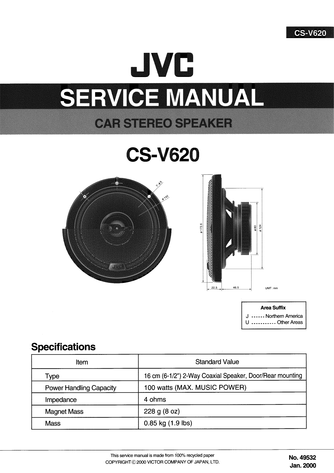 JVC CS-V620J, CS-V620U Service Manual