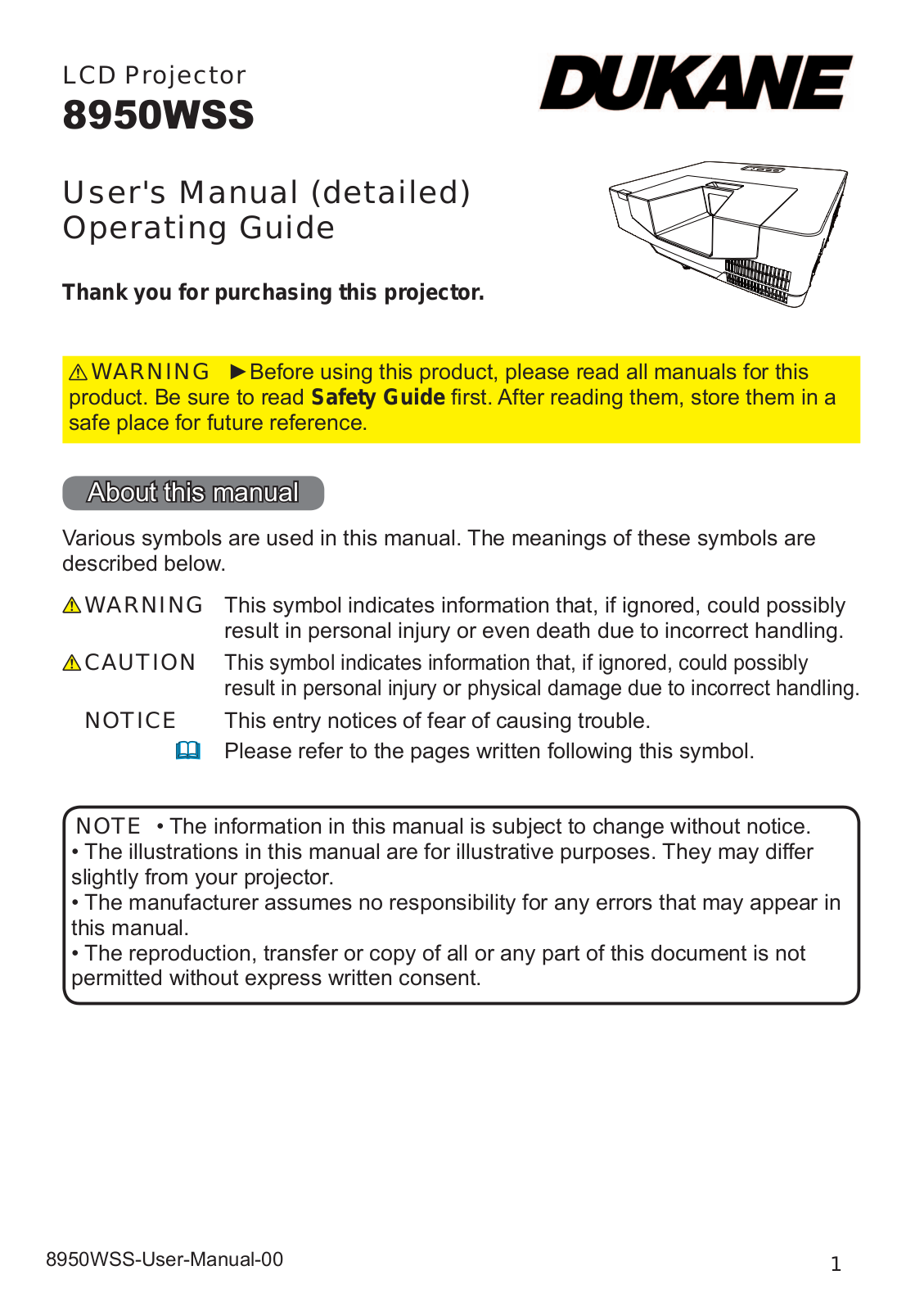 Dukane 8950WSS User Manual