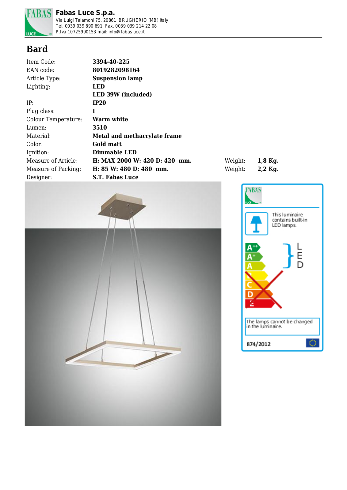 Bard 3394-40-225 User Manual